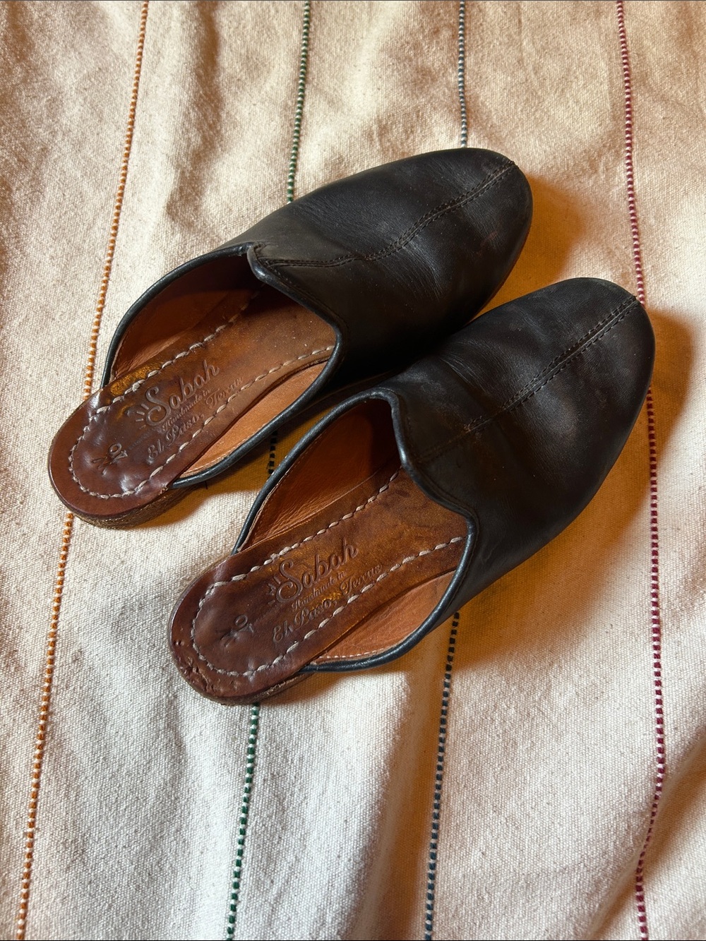 Sabah Black Leather Slip-On Slides